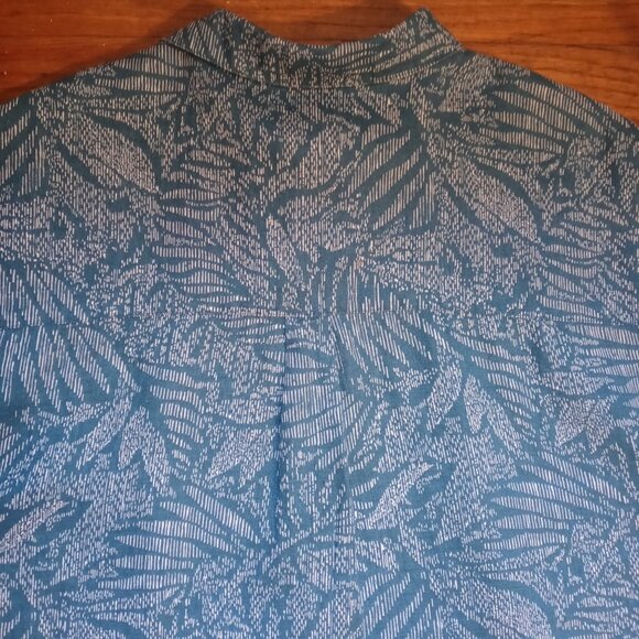 SIGRID OLSEN 100% linen teal printed button down shirt (L) - Picture 9 of 12